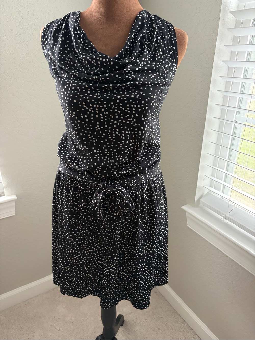 Emma & Michele Black and White Polka Dot Cowl Neck Romper